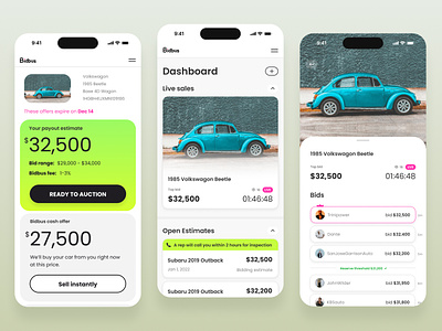 Car auction platform app 0 to 1 app branding car app dashboard live auction mobile mobile app product design startup ui wangmander
