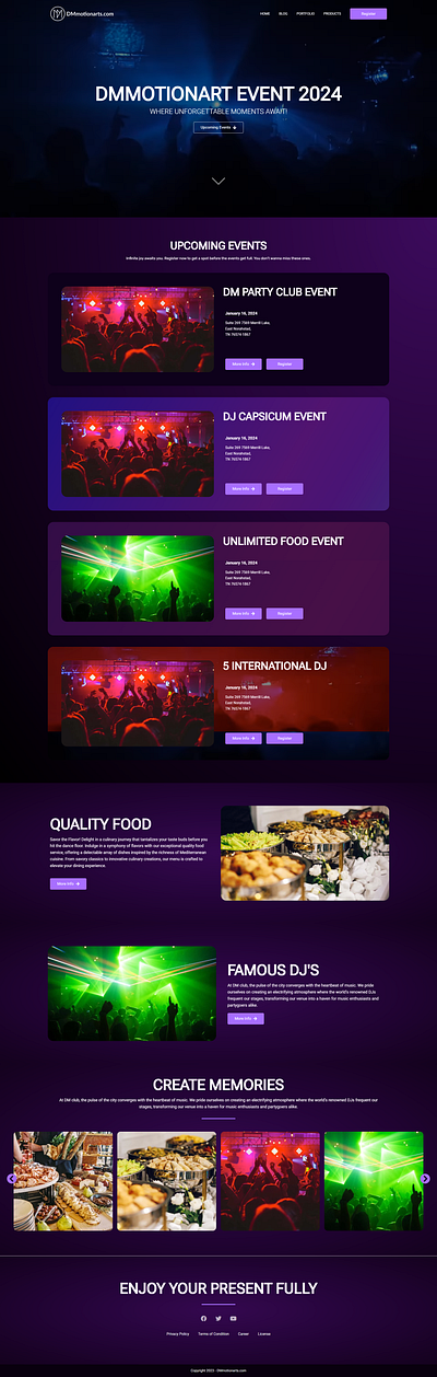 Nightclub/Concert Event Landing Page concert elementor event landing page nightclub ui ux web design