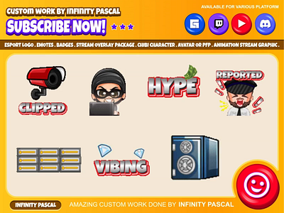 💵🏦🔐Custom Bank Robbery Emotes💵🏦🔐 animation bank cctv crime custom design custom emotes twitch design discord emotes facebook emotes freelance graphic design illustration loyalty badges money open commission robbery security twitch twitch emotes youtube emotes