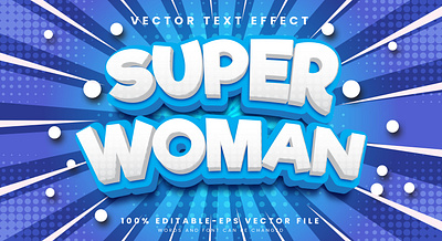 Super Woman 3d editable text style Template 3d text effect dream feminism graphic design illustration vector text mockup