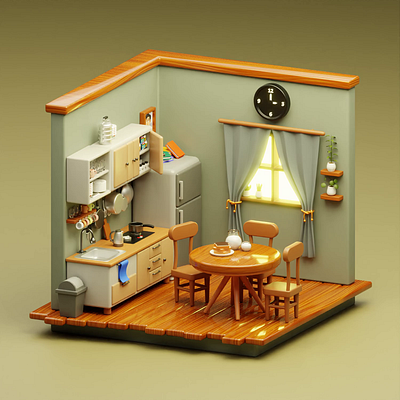 Simple kitchen room 3d 3danimation 3dblender animation animation3d blender blenderrender branding cute graphic design home house ilustration kitchen kitchenroom logo motion graphics render stylecute ui