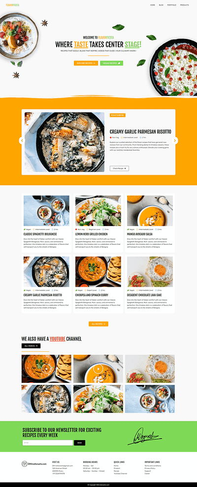 Food Recipe Blog Website blog elementor food hotel landing page recipe ui ux web design website