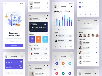 Banking and Fintech Mobile App app design banking banking app e wallet finance illustration investment ios design mobile app online banking payment popular app design saving shahinurstk02 transaction ui design uiux uiux design wallet