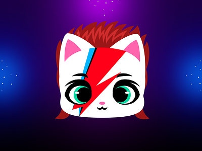 Piano Cat Tiles: Note Icon - David Bowie Cat cat cat tiles character chibi david bowie design game icon illustration kitty mobile game music music game piano piano game piano tiles singer