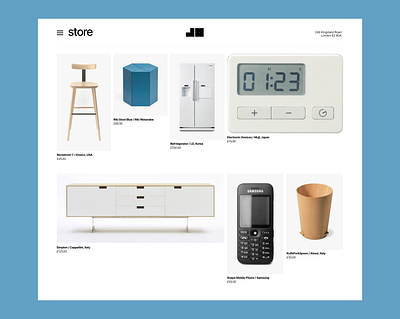 Web store for Jasper Morrison's things contrast e com e commerce figma grid light shop simple store web