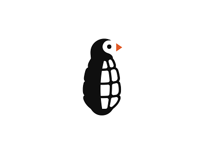 Penguin Grenade - Logo Design animal bird branding freelance logo design freelance logo designer grenade logo logo design logo designer minimal penguin simple