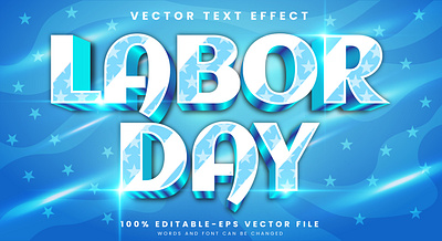 Labor Day 3d editable text style Template getaways