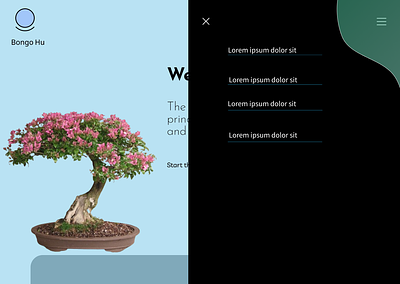 Bonsai Plant Navigation bonsai graphic design home page human centric illustration menu navigation ui ui ux vector web page