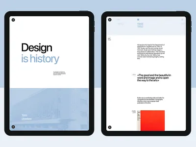 Design is history dot com accent article blue composition cover graphic design mockup pallets simple tablet timeline typo typographical web