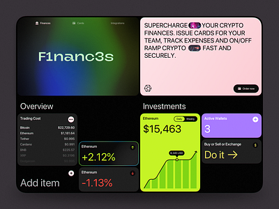 F1nanc3s Dashboard crypto dashboard redesign ui