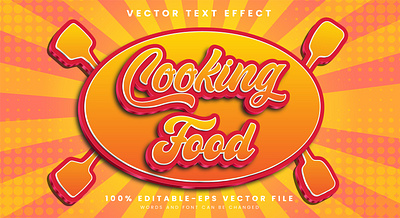 Cooking Food 3d editable text style Template drink fast food fat graphic design