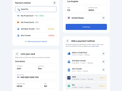 Kado: Payment methods adding bank transfer blockchain blue buy card clean fee form limit mastercard methods onoff ramp payment ramp uidesign ux uxdesign visa web3