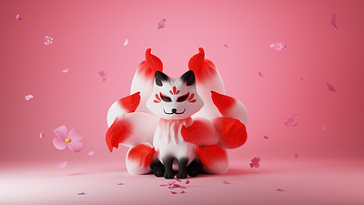 Kitsune - 3D Character 3d art blender character design fox illustration japan kitsune ui