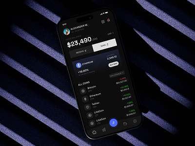 Crypto app 🪙 app crypto cryptocurrency flatdesign minimal mobile ui