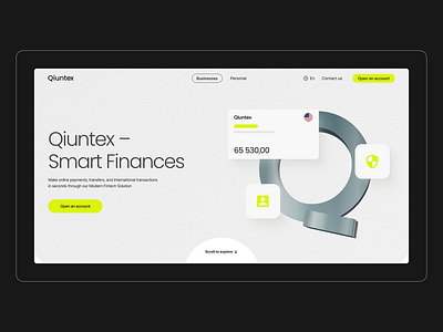 Qiuntex mobile banking website banking concept landing page platform ui uiux user interface ux web webdesign website