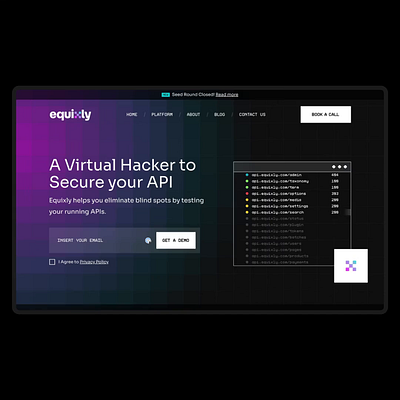 A virtual hacker to secure your API animation branding code cyber cybersecurity gradient logo pixel art tech ui ux web design