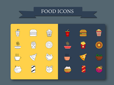 Food Icons banner design branding design graphic design illustration instagram logo post design socialmedia ui