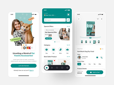 Pet Food and Accessories Ecommerce Store Mobile App UIUX Design android app app design app designer app developer app ui design figma hire ui ux designer insightlancer ios pet accessories app pet food store app pet shop app ui ui ui design uiux user experience user interface ux