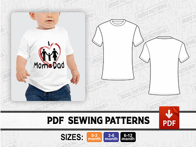 Baby T Shirt Sewing Pattern | New born baby sew templates baby sewing pattern bew born sewing pattern kids sewing pattern kids t shirt sewing template