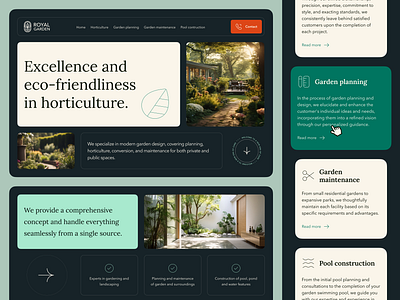 Royal Garden - website dark theme design garden horticulture interface landing page ui ux webdesign website