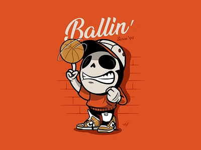 Ballin' airjordan baller cartooning characterart design digitalart graphic design graphic designer illustration illustrator jordan nike skull skullface vector