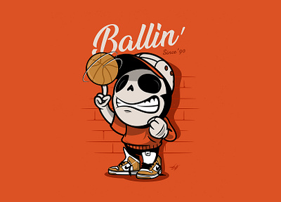 Ballin' airjordan baller cartooning characterart design digitalart graphic design graphic designer illustration illustrator jordan nike skull skullface vector