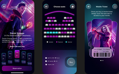 Movie Ticket Booking App app appdesign design design tools figma mockup movieapp ui ux