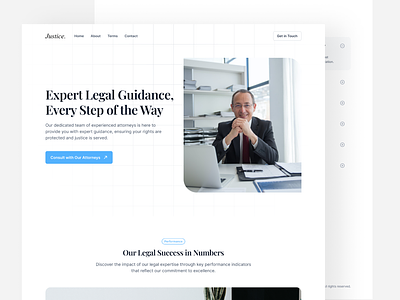 Justice. - Legal Consultation Landing Page attorney website bright design elegant elegant design fun justice legal design legal ui legal website ui ux