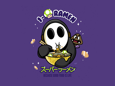 1-Up Ramen 1up characterart characterdesign coins design digitalart graphic design graphic designer illustration illustrator japanese mario mariobros marioworld noodles ramen shy shyguy toad vector