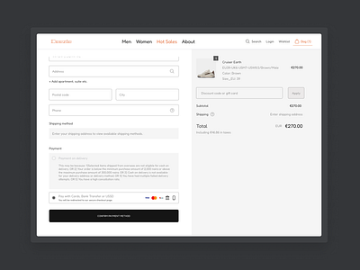 Checkout process for an online fashion store. check out checout page ecommerce ecommerce website ui website
