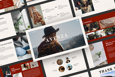 Avenza - Creative Business Presentation Template branding concept design graphic design minimalist modern pitch deck presentation simple
