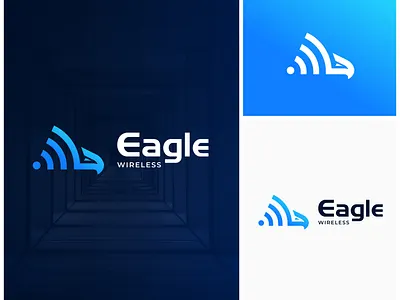 Eagle Wireless Logo communication design digital eagle falcon fly flying graphic design hawk internet logo logo design modern network signal simple tech technology wing wireless