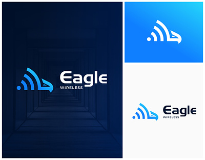 Eagle Wireless Logo communication design digital eagle falcon fly flying graphic design hawk internet logo logo design modern network signal simple tech technology wing wireless