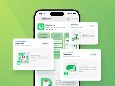 PaperKarma: App Features animation app graphic green ios paper store sustainable widget