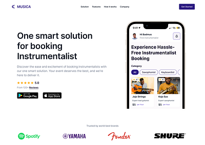 Musica - Landing Page design landing page ui ux