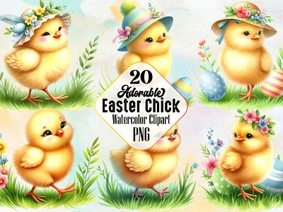 Adorable Easter Chick Clipart Bundle 3d animation app branding design graphic design illustration logo ui vector