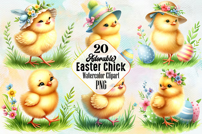 Adorable Easter Chick Clipart Bundle 3d animation app branding design graphic design illustration logo ui vector