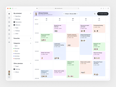 Calendar - Dashboard admin panel dashboard dashboard ui design interface minimal platform popular page ui product development saas ui user experience ux