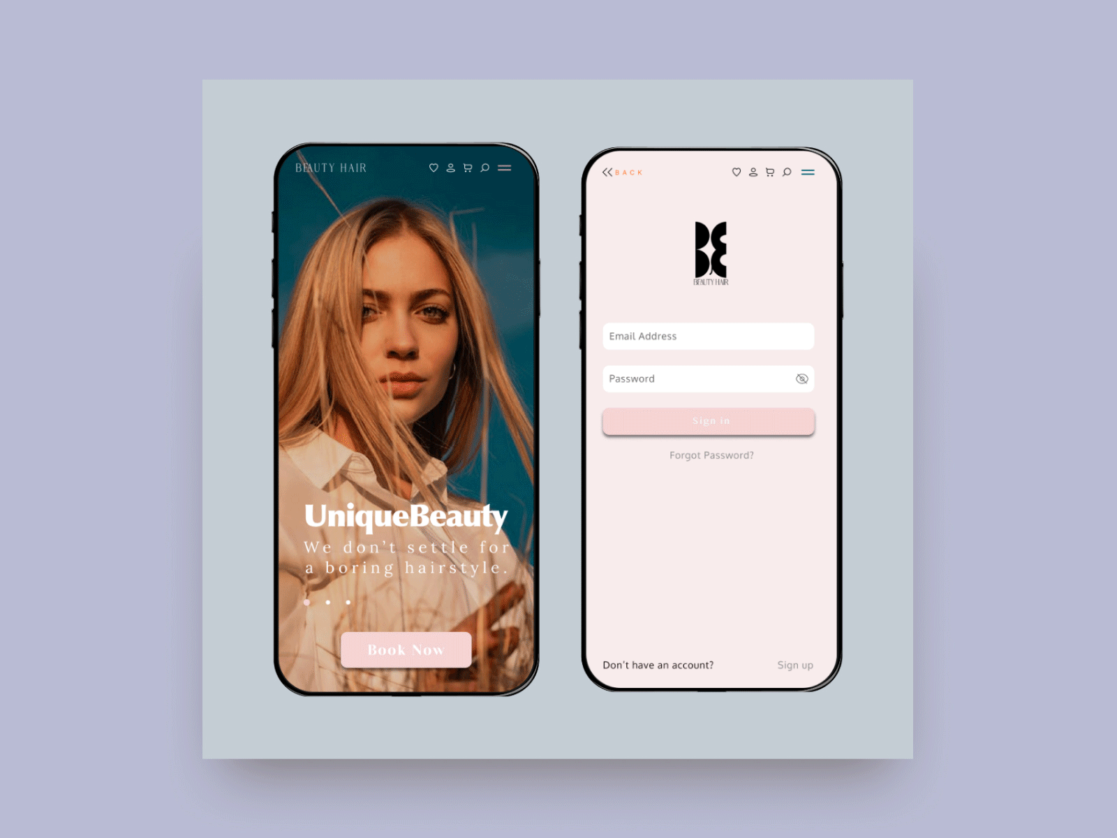 Beauty Hair App branding graphic design ui