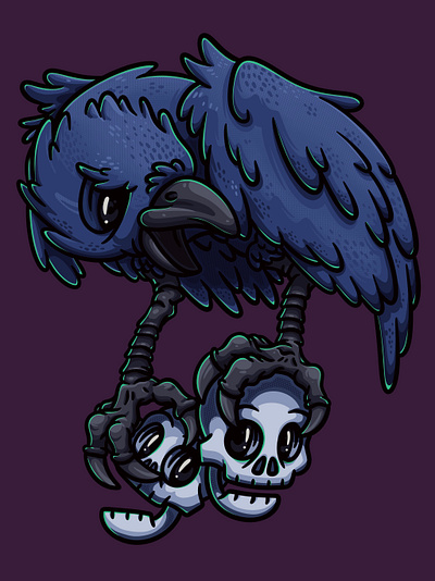 Birds and Skulls animal art beak bird caw character cute design draw feathers friend graphic illustration pet skull