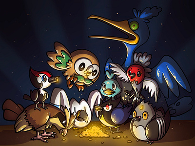 Pokemon Bird Characters animals art beaks birds character cute design draw game graphic illustration pokemon pokemon characters seed