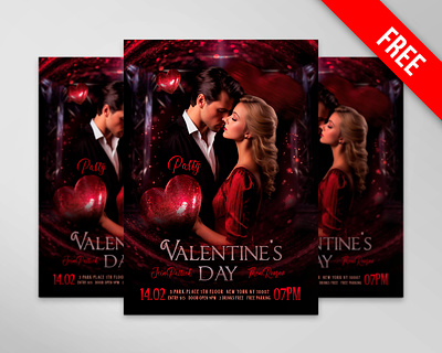 Free Valentine's Day Party Flyer PSD Template flyer design free free psd freebie love party party flyer valentines day