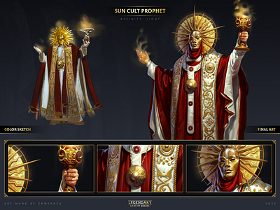 Sun Cult Prophet 2d art cgi character character design concept concept art digital 2d digital art fantasy game game art game of heroes gamepack illustration legendary mobile games prophet