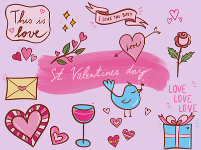 Valentine´s Day Stickers love pink st. valentyne stickers valentynes day valentyne´s day