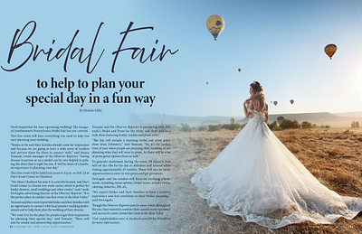 Bridal Fair Magazine Spread blue branding bridal bride design graphic design indesign magazine magazine spread print typography visual identity white