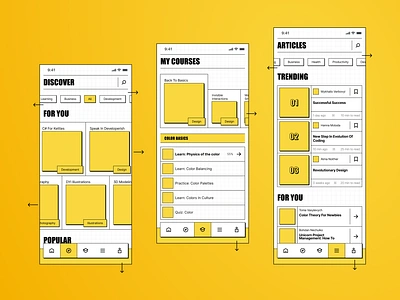 Educational App Concept - Light Brutalism app app design articles bar bold bright brutalism chip concept courses education educational lessons preview product design tag tags ui ux visual design