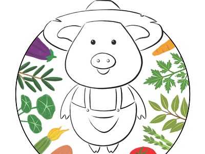 Logo for Serre Cortigiani character design children digital coloring egg farm food illustration graphic design line art photoshop pig plant vegetable