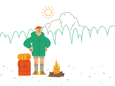 Camping Essentials - Animated Illustration adventure animation app campfire camping character design fail flat graphic design illustration motion motion graphics svg svgator tent
