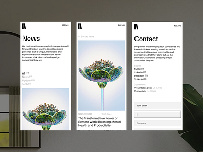 MONOLIF - News & Contact Mobile blog contact design desktop home minimal mobile news type typography ui ux website white