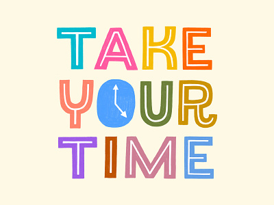 Take Your Time mug art licensing clock illustration lettering